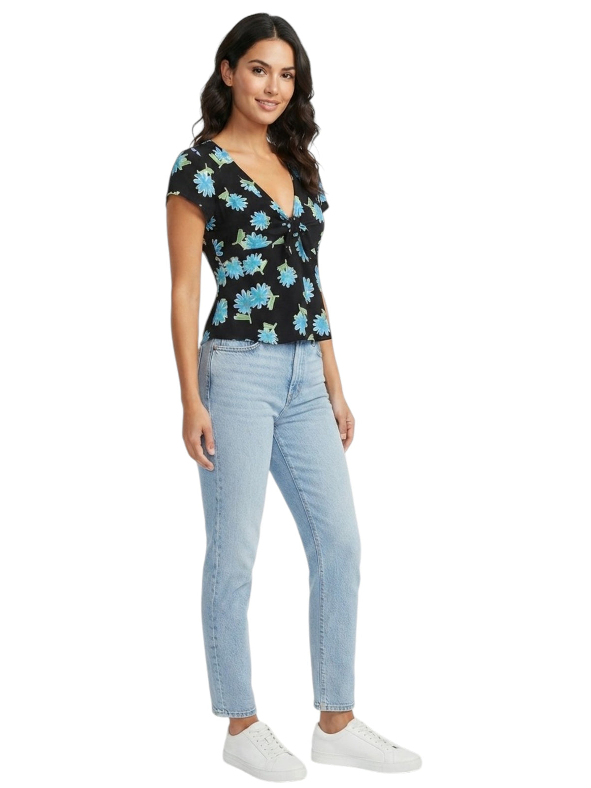 Image for Women's Floral Printed Top,Black