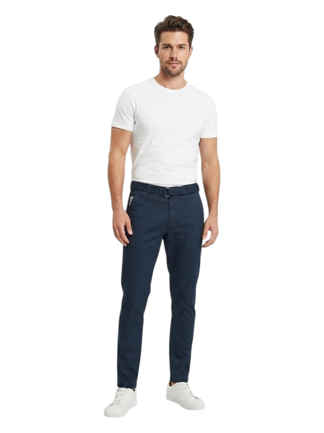 Image for Men's Plain pants With Belt,Navy