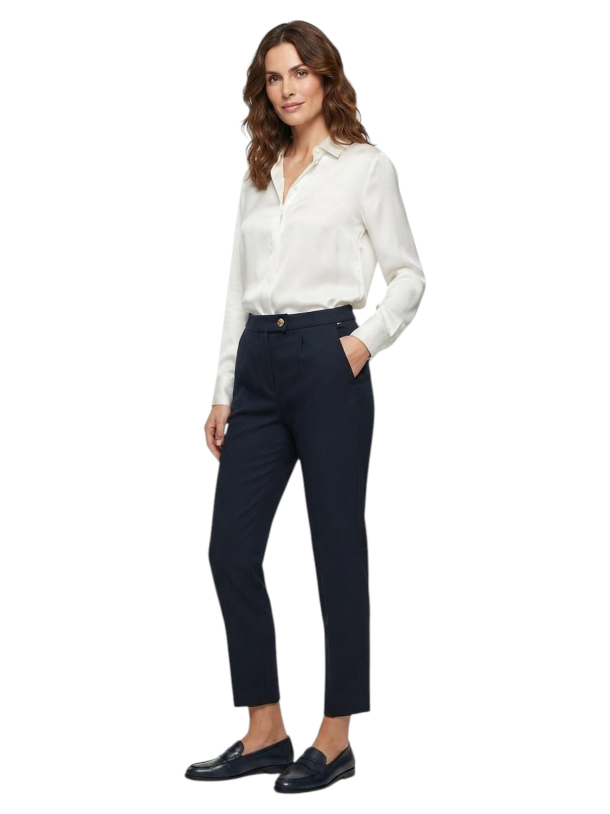 Image for Women's Plain Solid Classic Pant,Navy