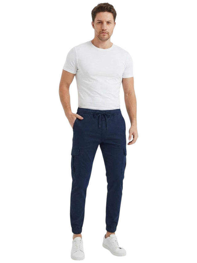 Image for Men's Plain Solid Cargo Pant,Navy