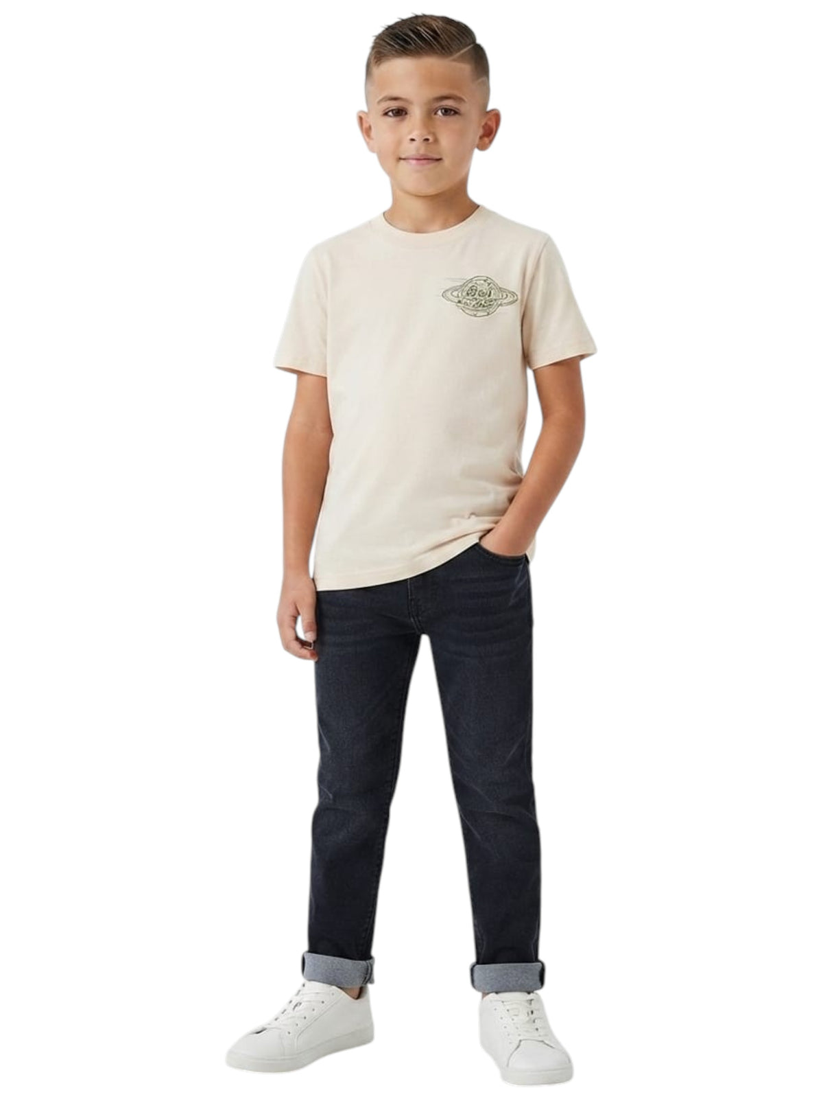 Image for Kids Boy's Printed Back Top,Beige