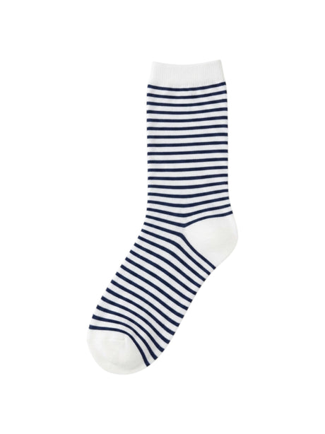Image for Kids Boys 1 Pair Striped Crew Socks,White/Navy Blue