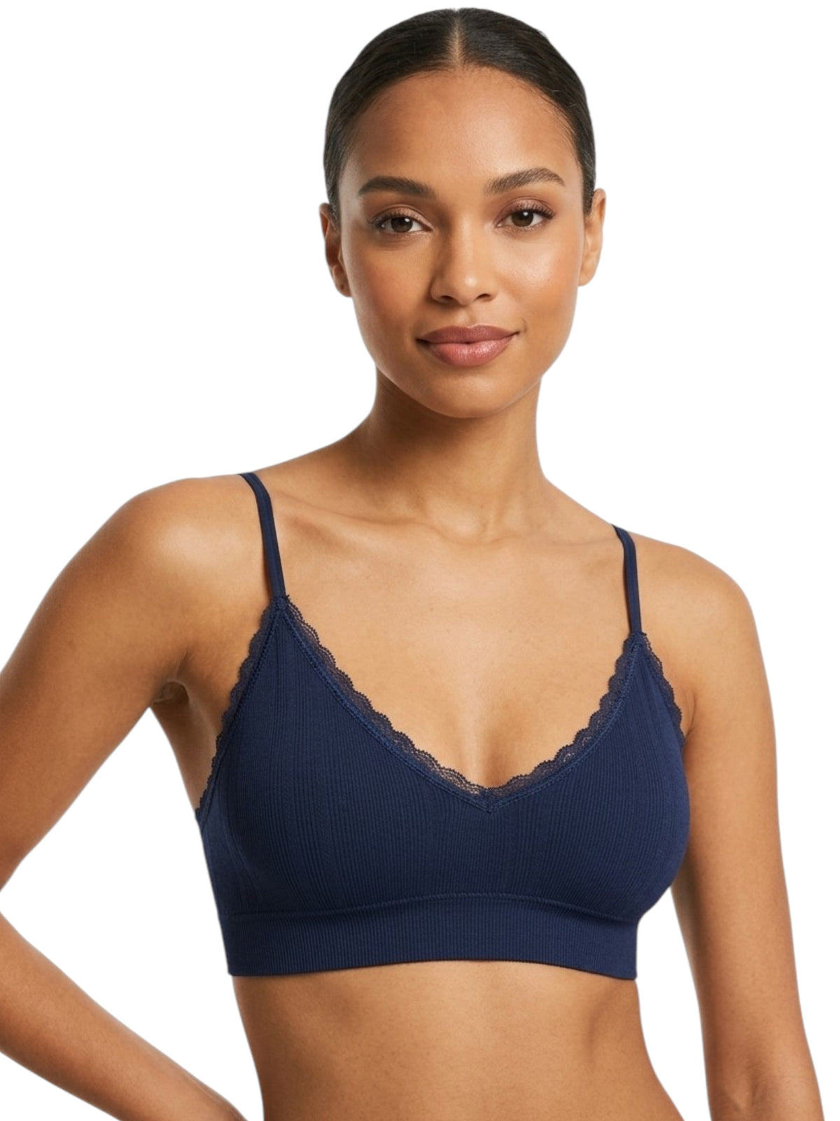 Image for Women's Ribbed Seamless Bra,Navy Blue