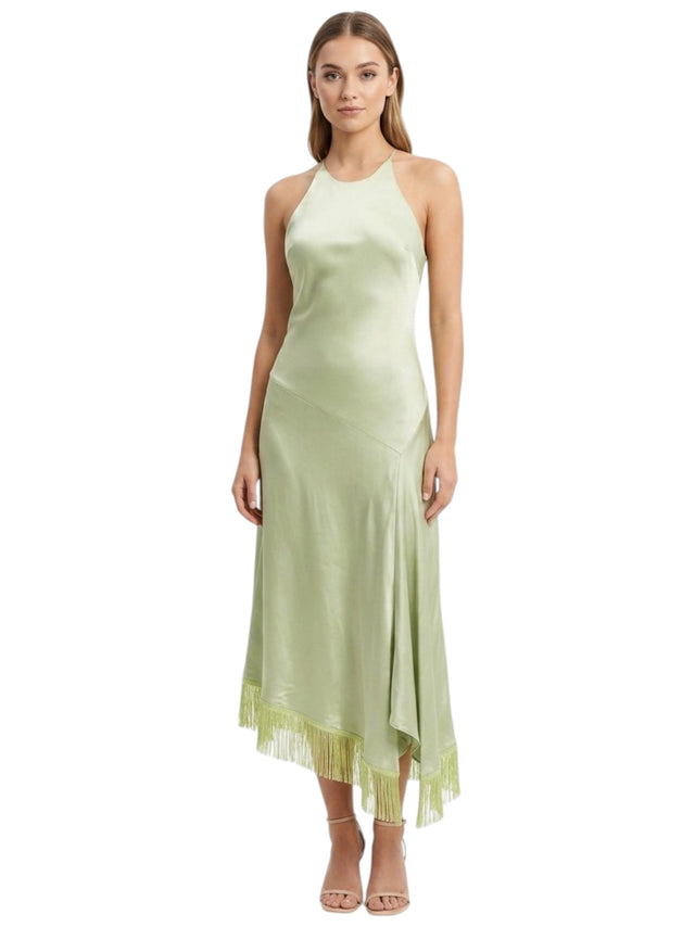 Image for Women's Plain Solid Dress With Fringe Detail,Mint Green