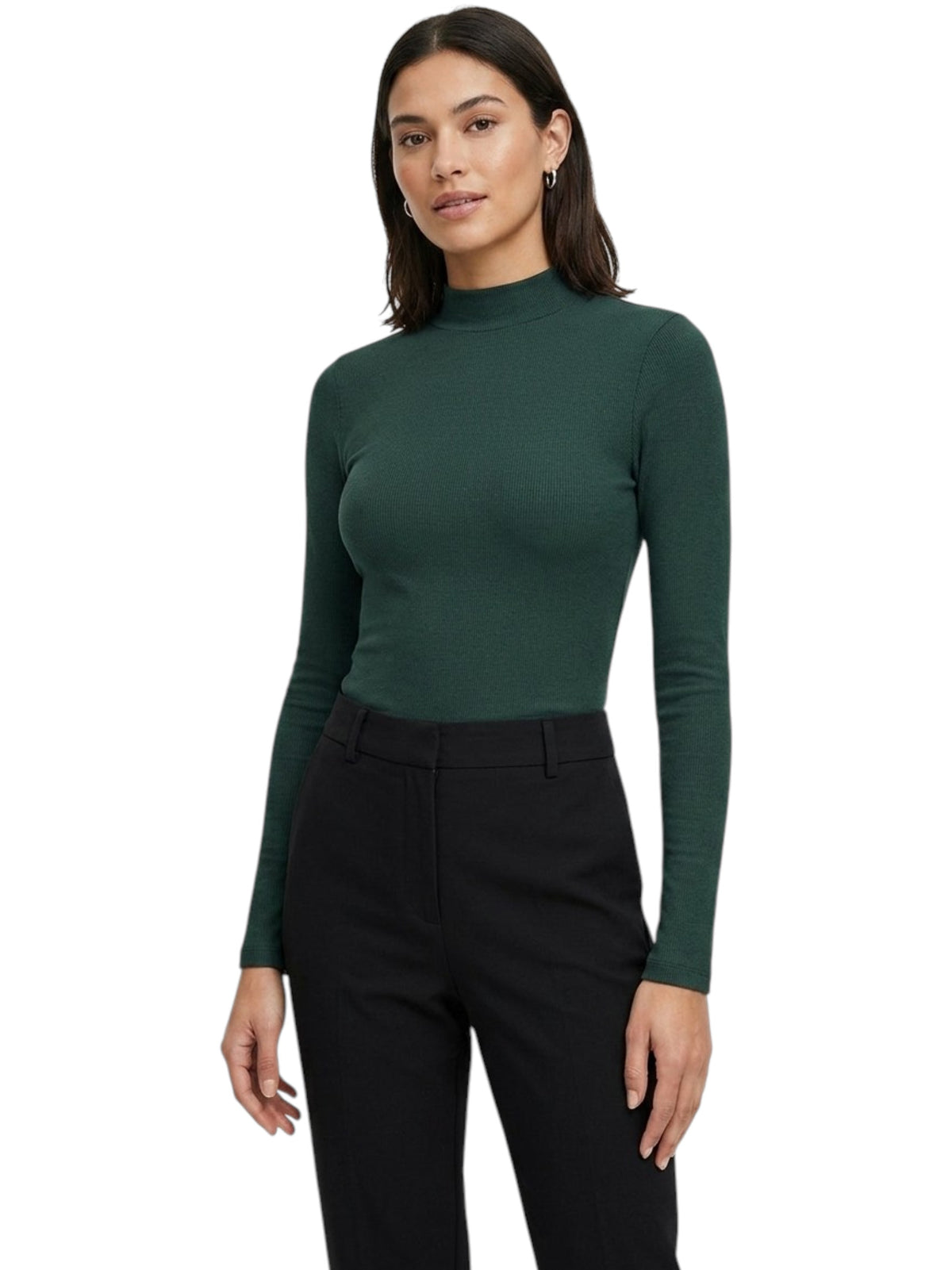 Image for Women's Ribbed Top,Dark Green