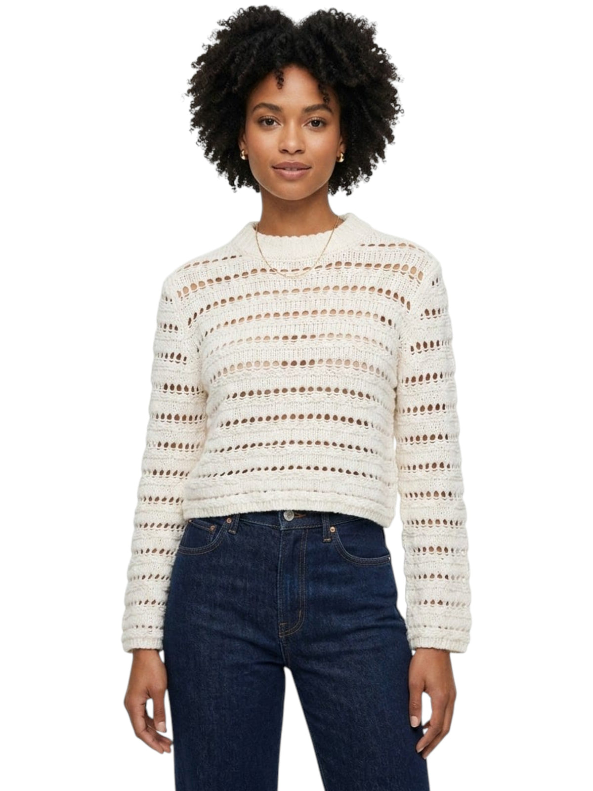 Image for Women's Open Knitted Sweaters,Off White