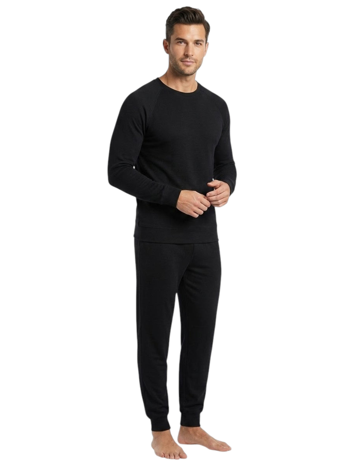 Image for Men's Plain Solid Sleepwear Set 2Pieces,Black