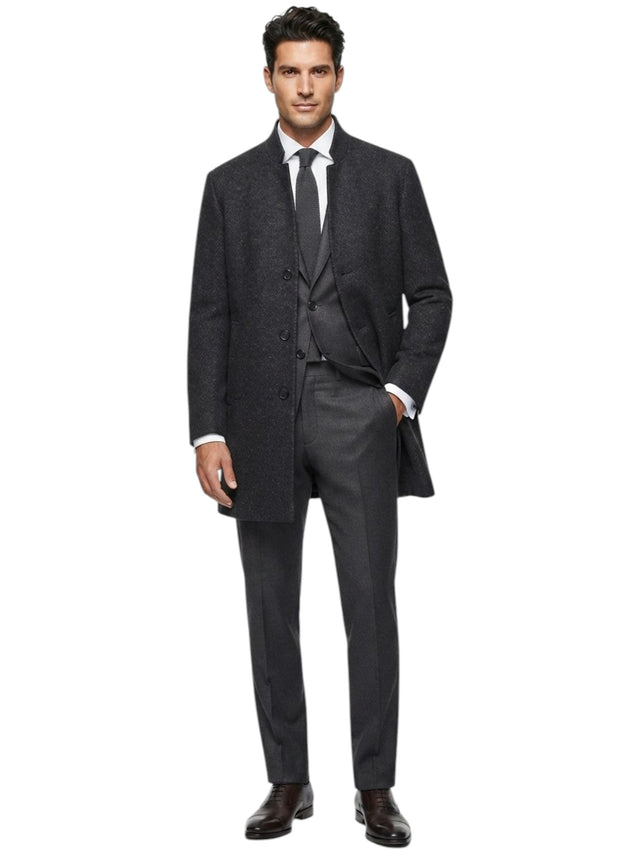 Image for Men's Plain Solid Coat,Dark Grey
