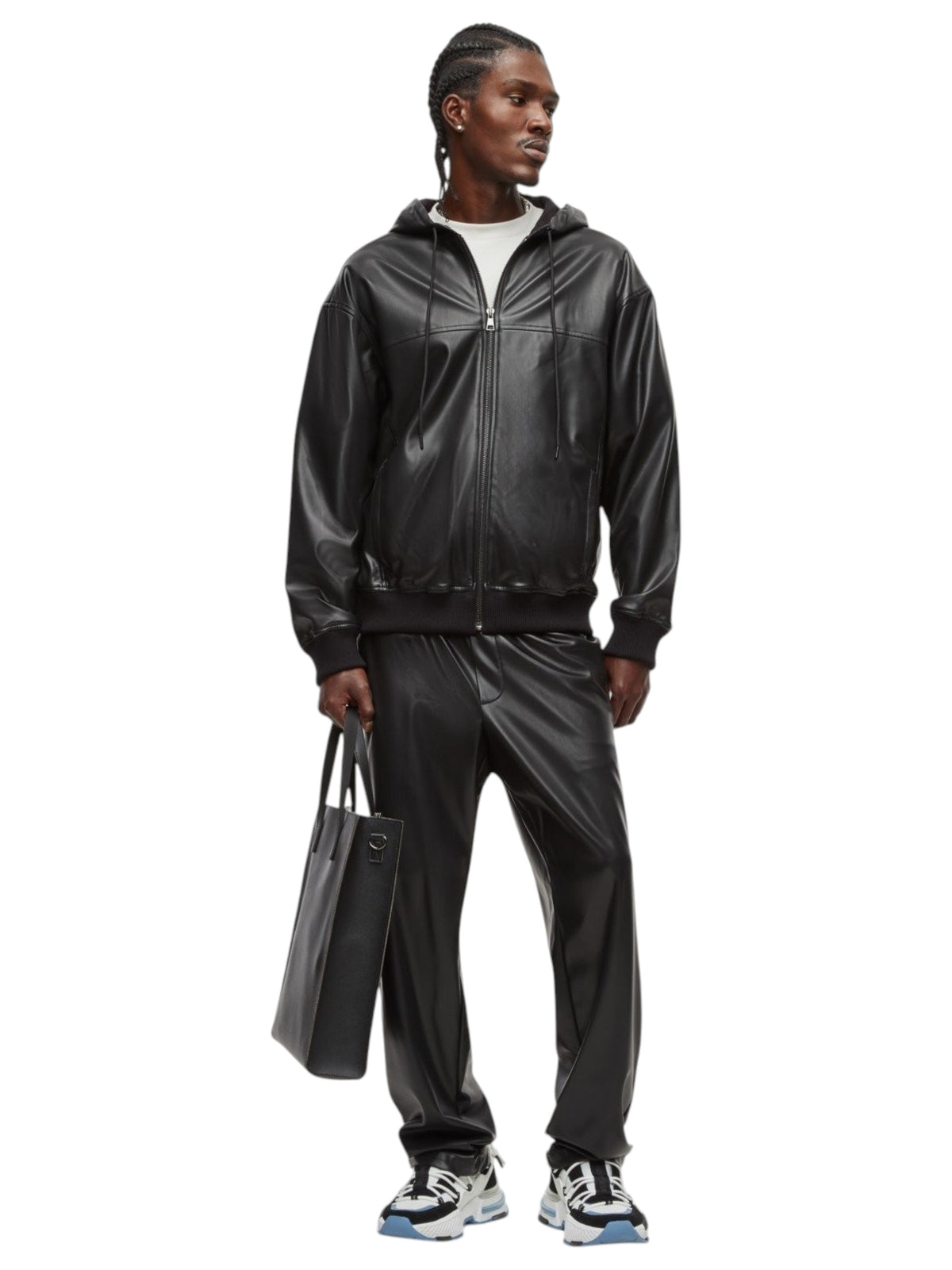 Image for Men's Leather Jacket Simple,Black