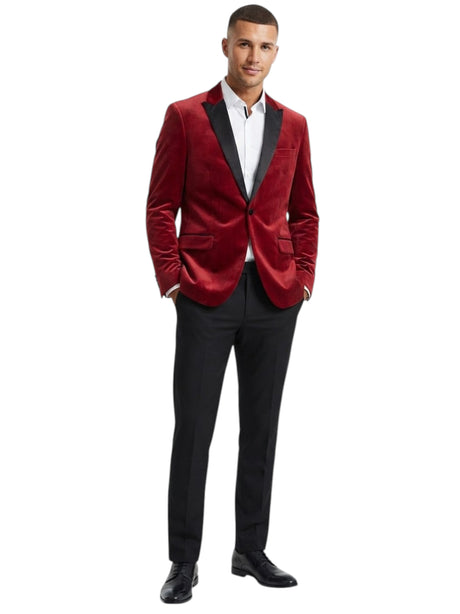 Image for Men's Plain Blazer,Dusty Red
