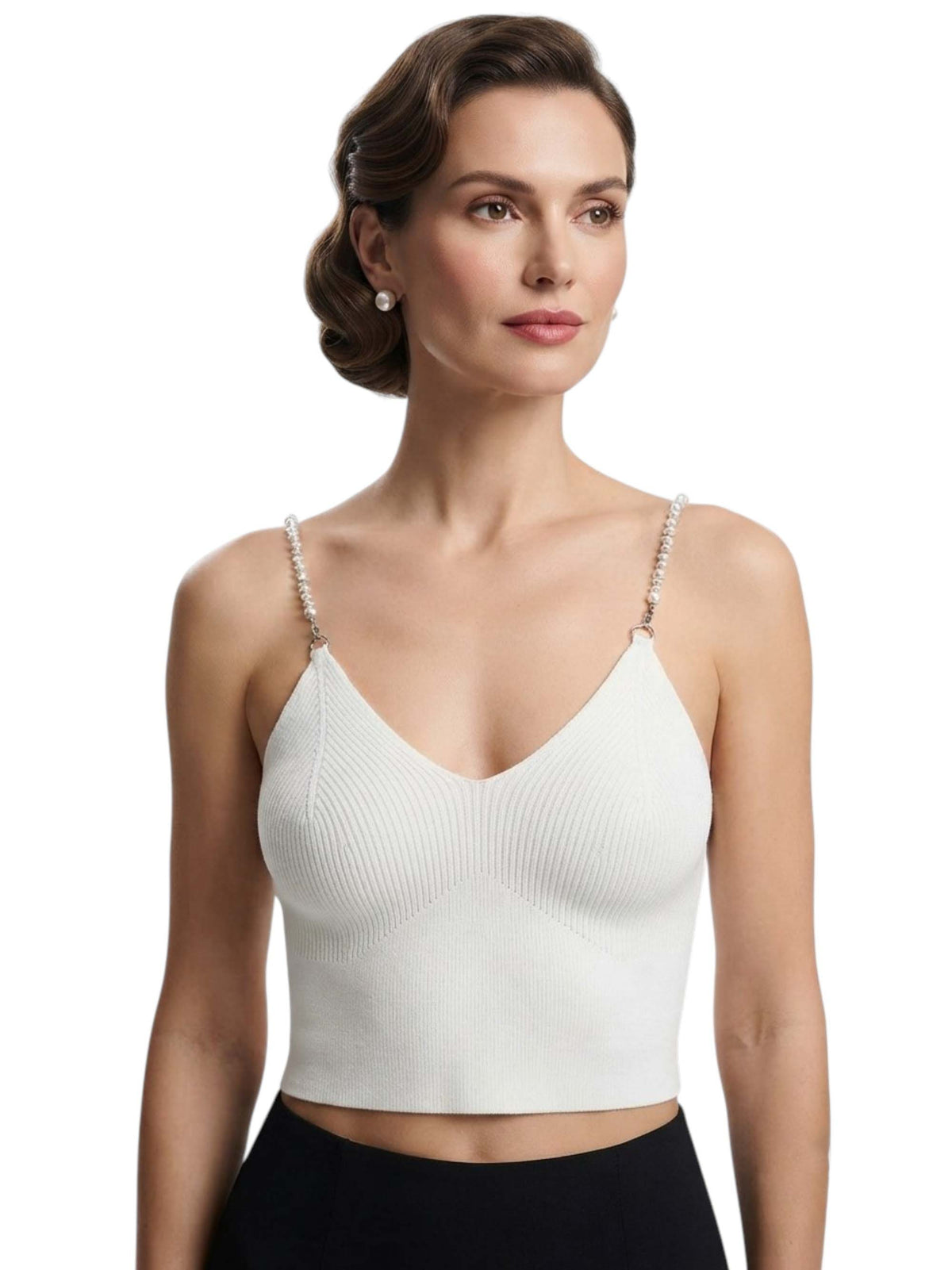 Image for Women's Ribbed Crop Top,White