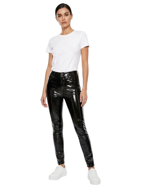 Image for Women's Plain Leather Pants,Black