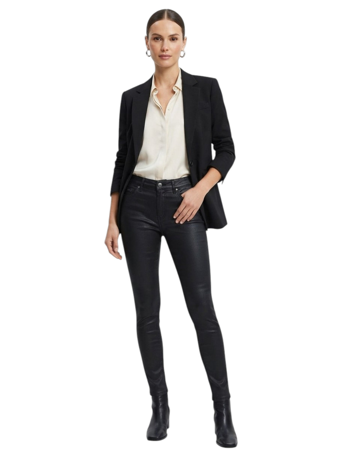 Image for Women's Plain leather Pants,Black