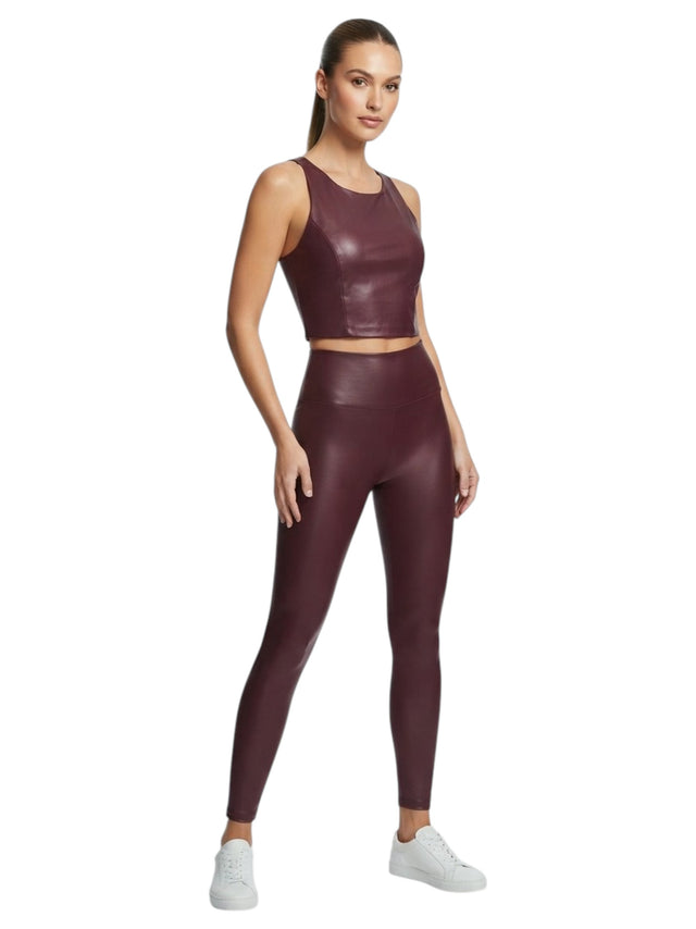 Image for Women's Plain Leather Sport Top,Burgandy