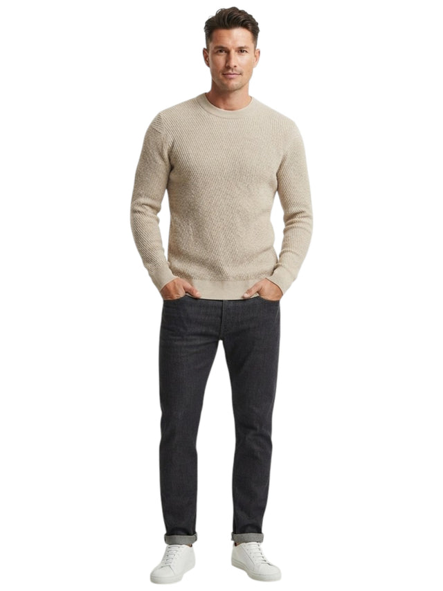 Image for Men's Ribbed Knitted Sweater,Beige