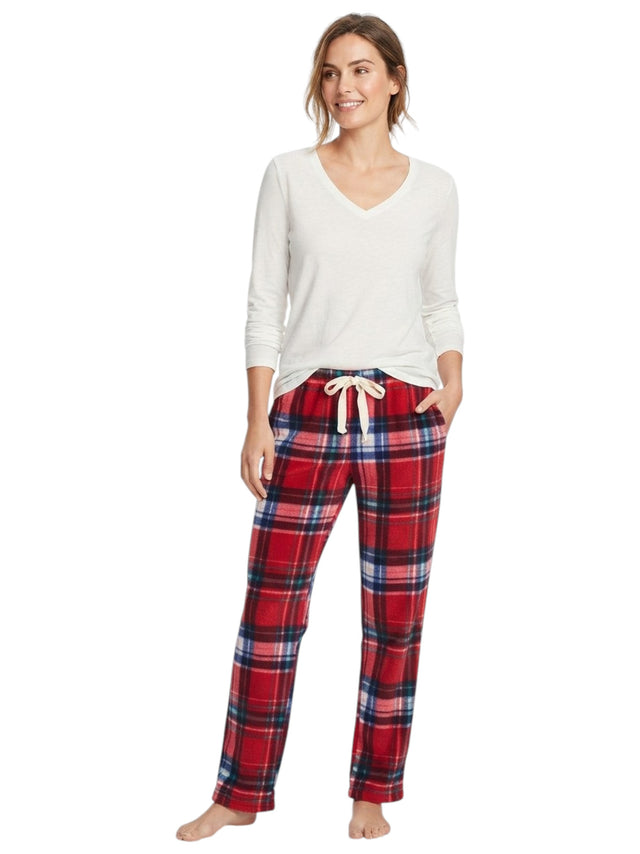 Image for Women's Plaid Knitted Sleepwear Pants,Red