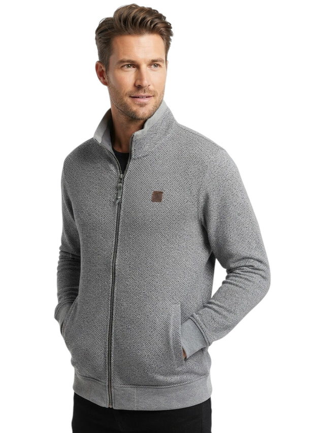 Image for Men's Textured Zip-up Jacket,Grey