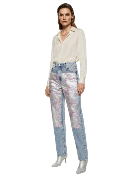 Image for Women's Floral Printed Jeans,Blue