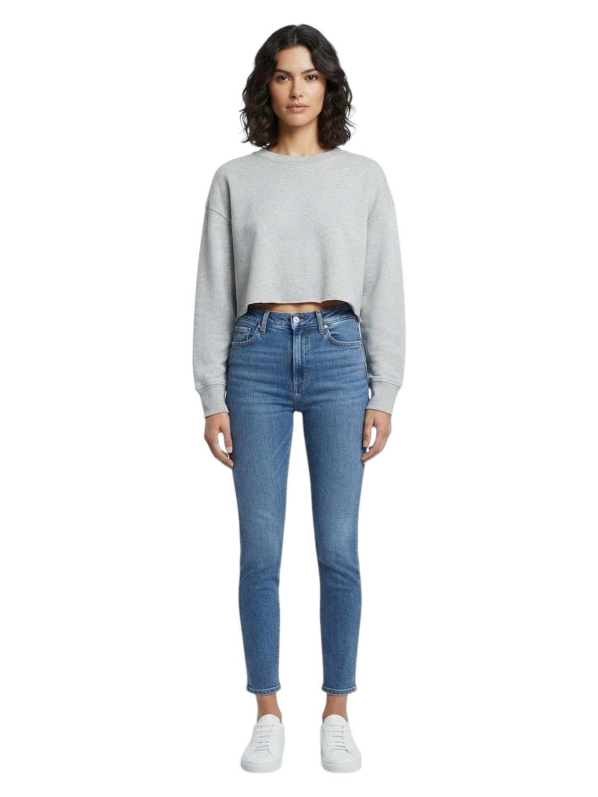 Image for Women's Plain Crop Top,Grey