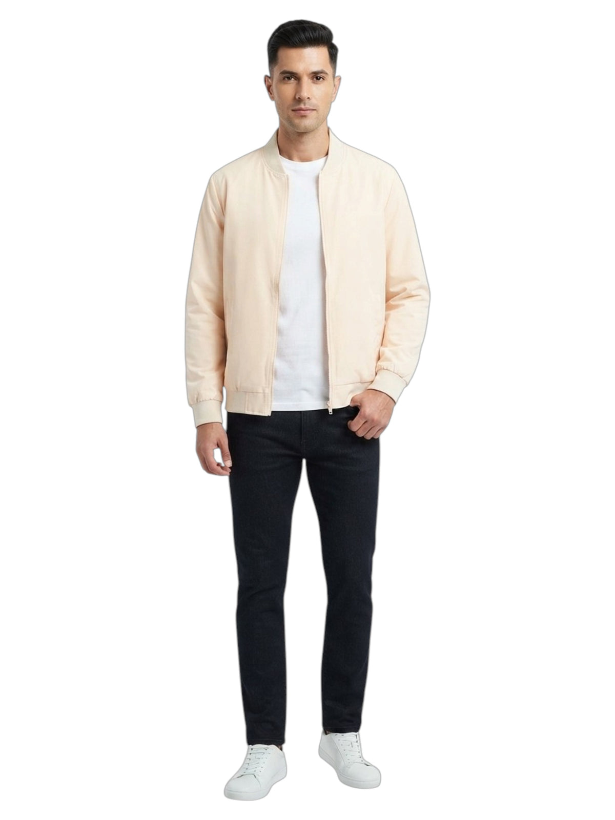 Image for Men's Plain Bomber Jacket,Off White