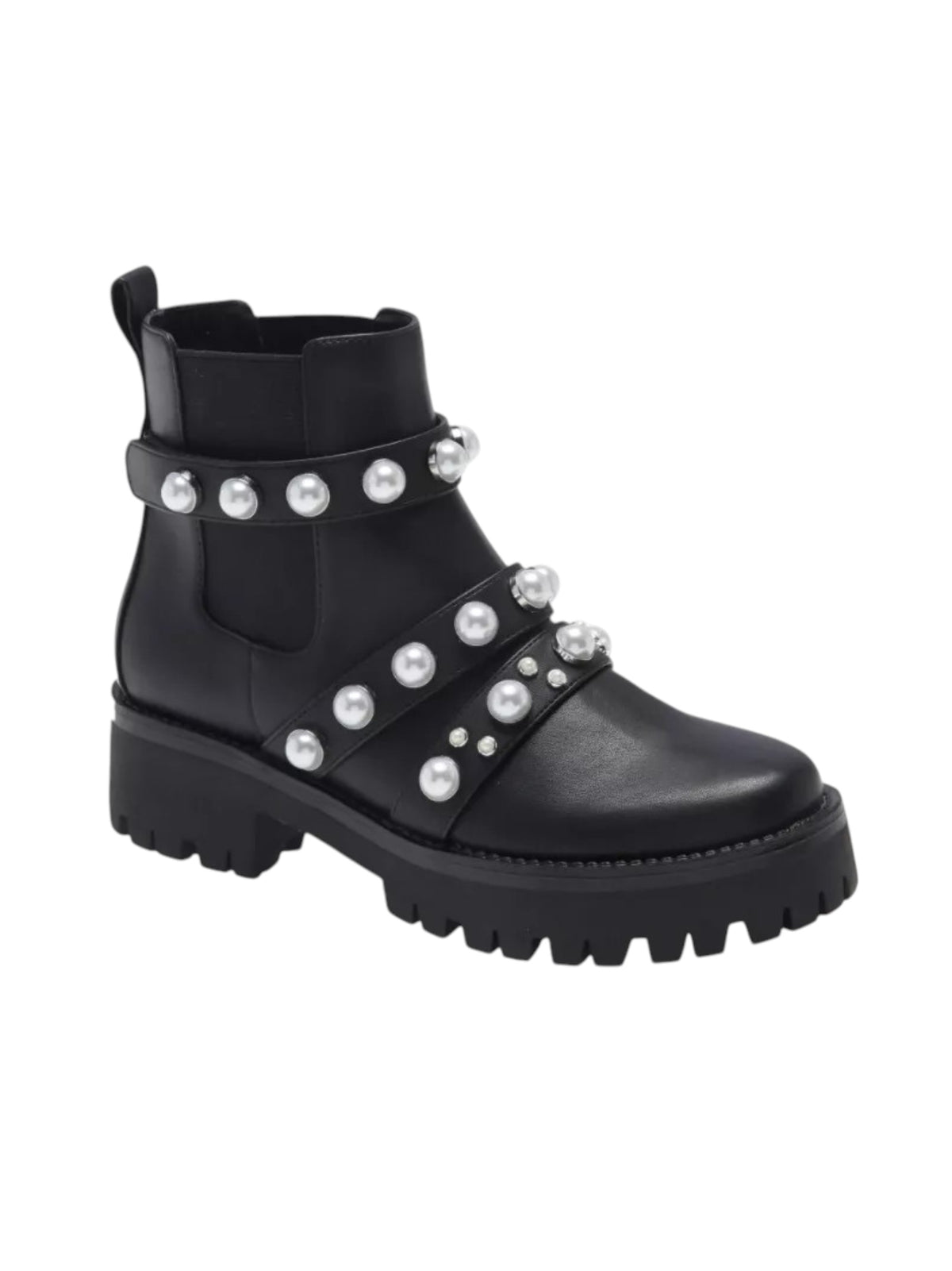 Image for Women's Plain Faux Pearl Ankle Boots/Black