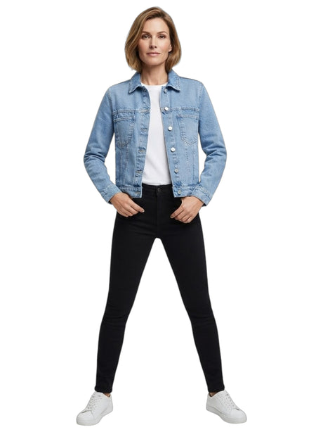Image for Women's Plain Denim Jacket,Light Blue