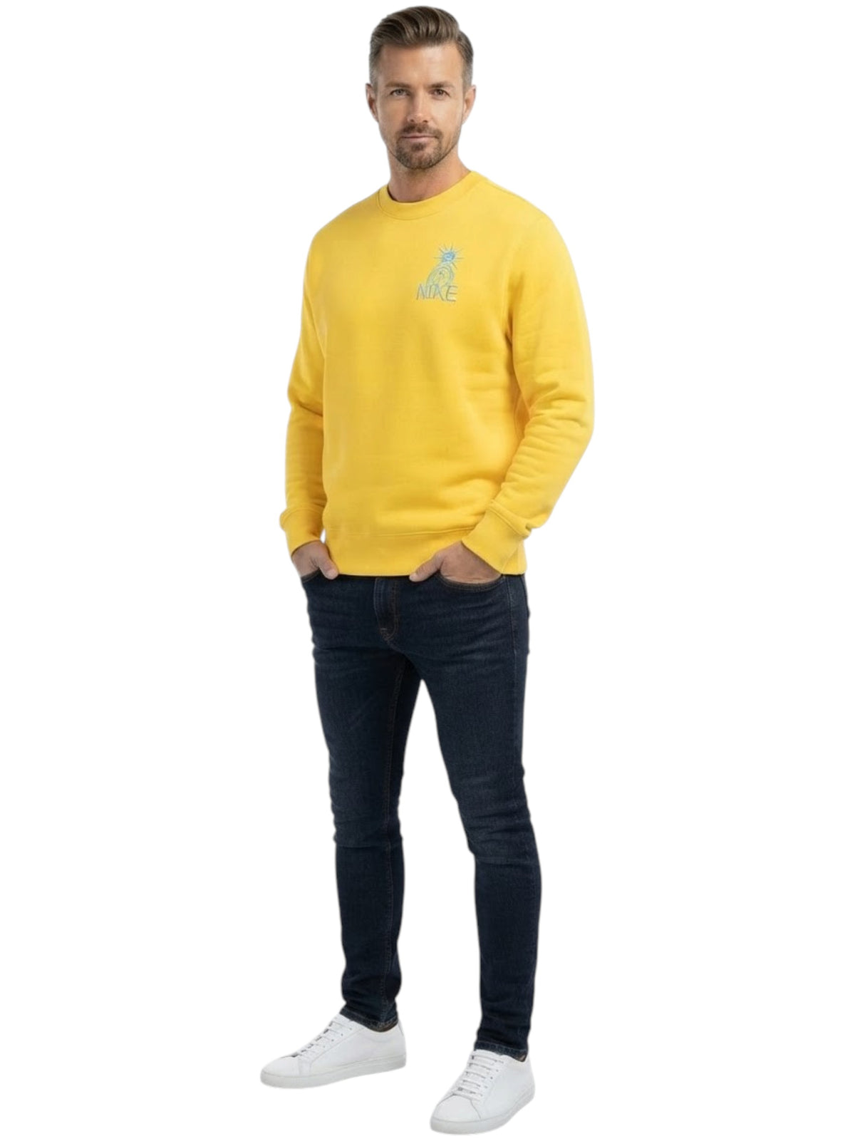 Image for Men's Brand Logo Embroidered Top,Yellow