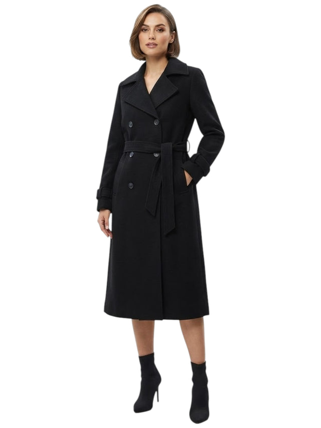 Image for Women's Plain Belted Coat,Black
