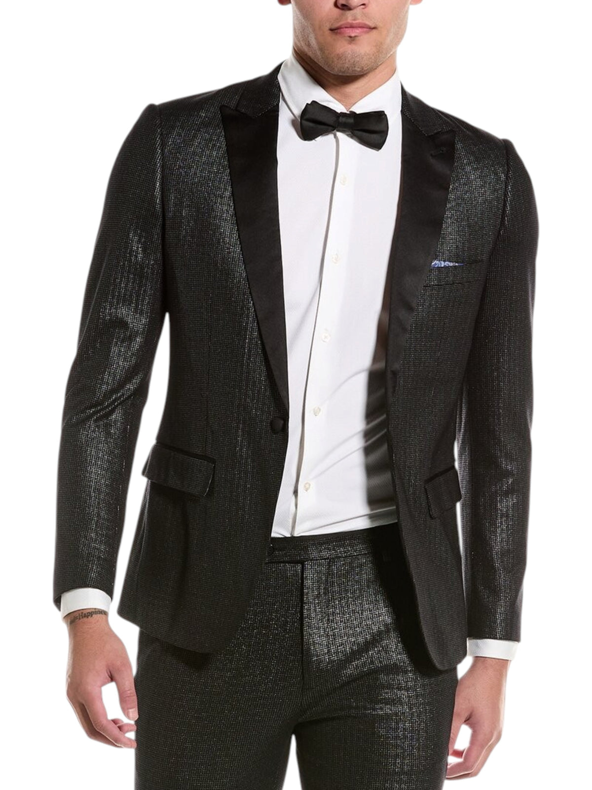 Image for Men's Patterned Blazer,Black/Silver
