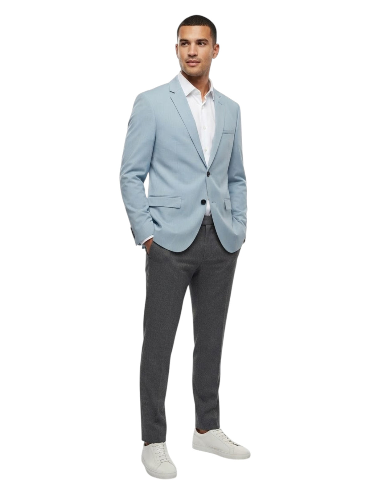 Image for Men's Plain Blazer,Light Blue