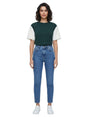 Image for Women's Color Blocked Top,Green/White