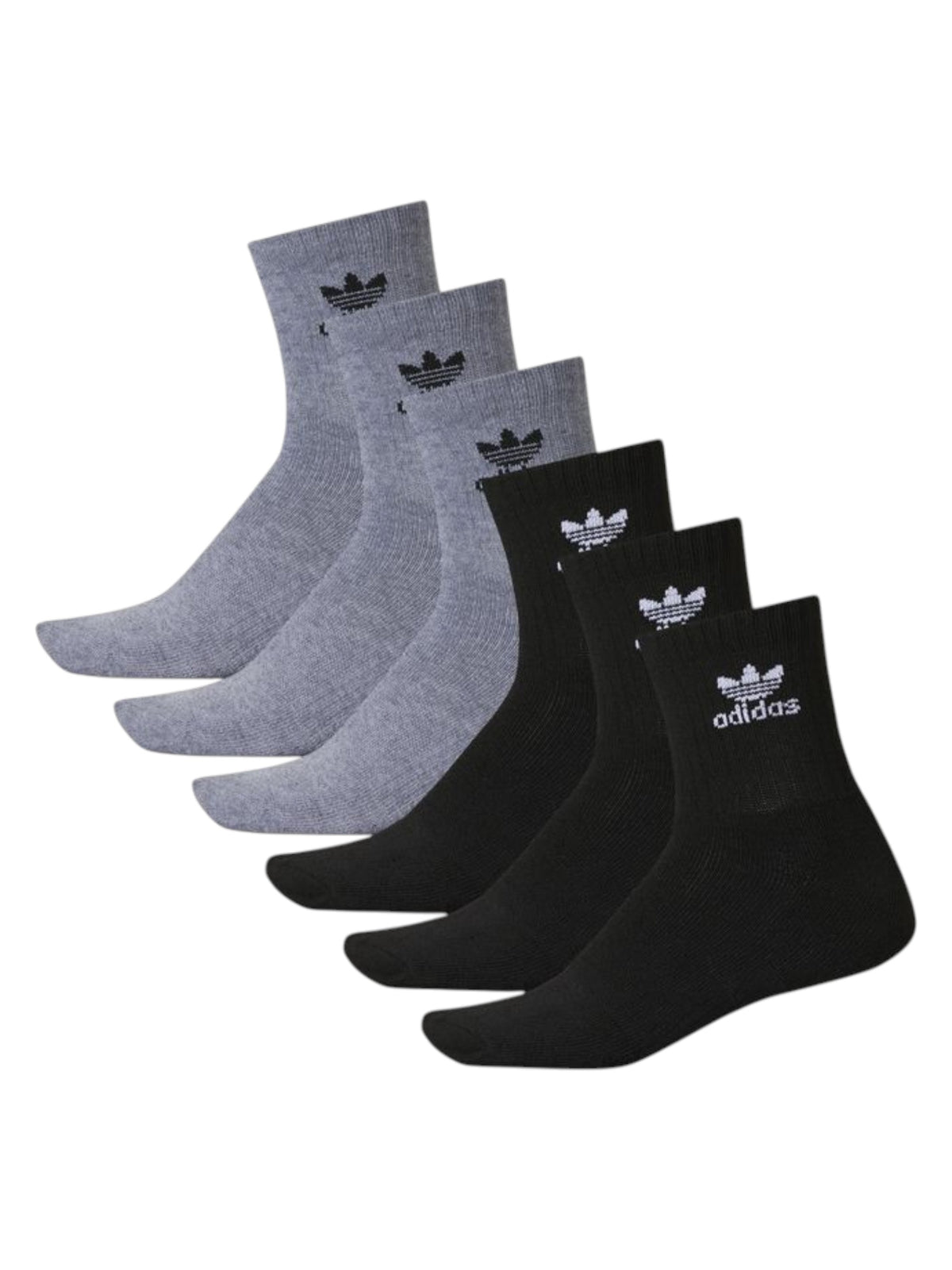 Image for Adidas Men's 6 Pcs Ribbed Knee-High Socks Set,Grey/Black