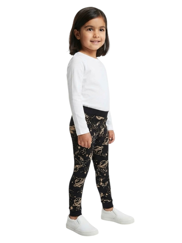 Image for Kids Girls Printed Pants,Black/Beige