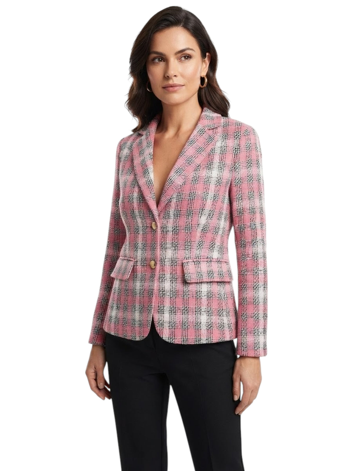 Image for Women's Plaid Blazer,Pink