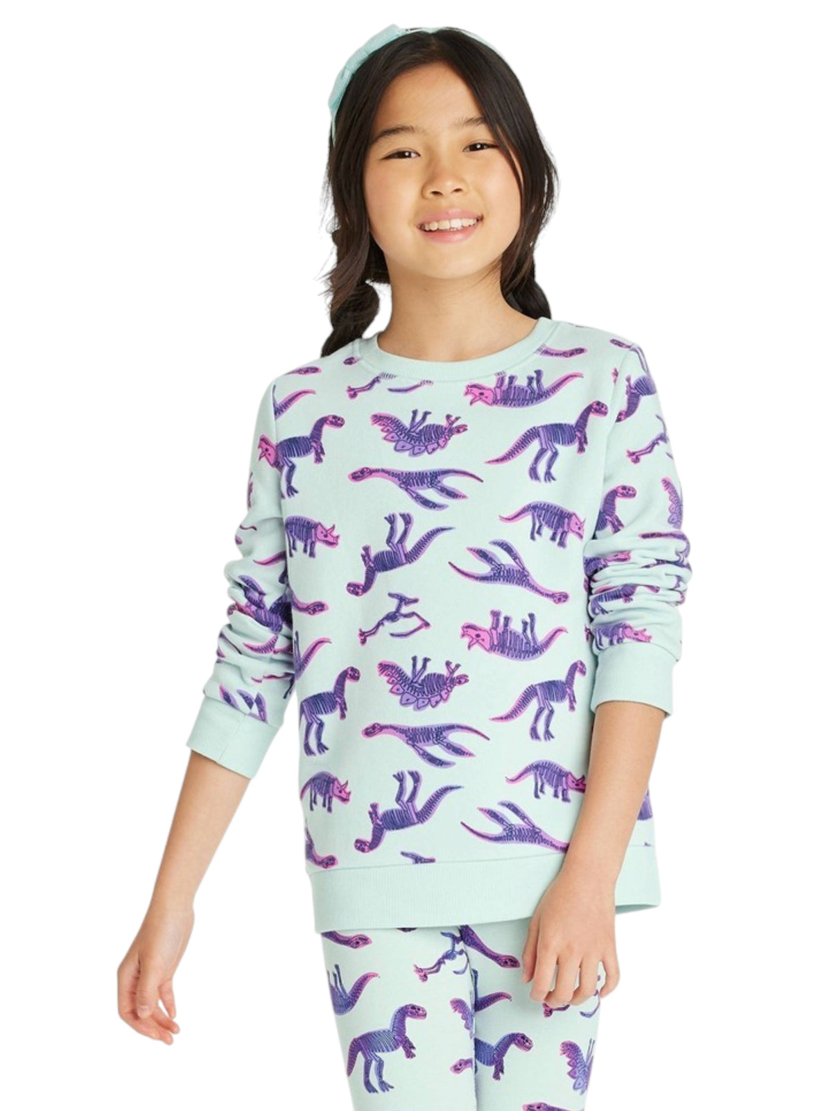 Image for Kids Girls Printed Sweater,Aqua