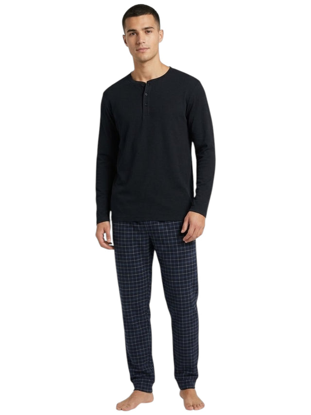 Image for Men's Plaid SleepWear Set,Navy Blue