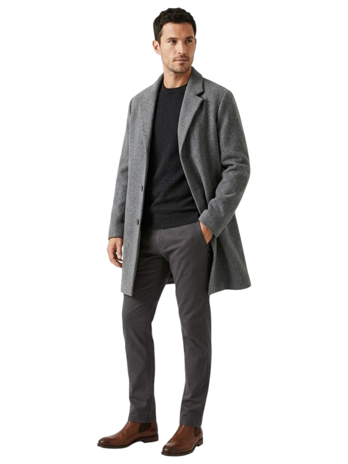 Image for Men's Plain Coat,Grey