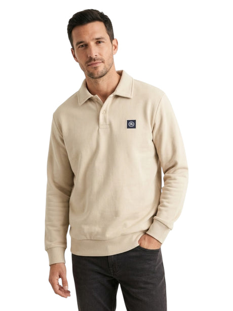 Image for Men's Plain Knit Polo Top,Beige