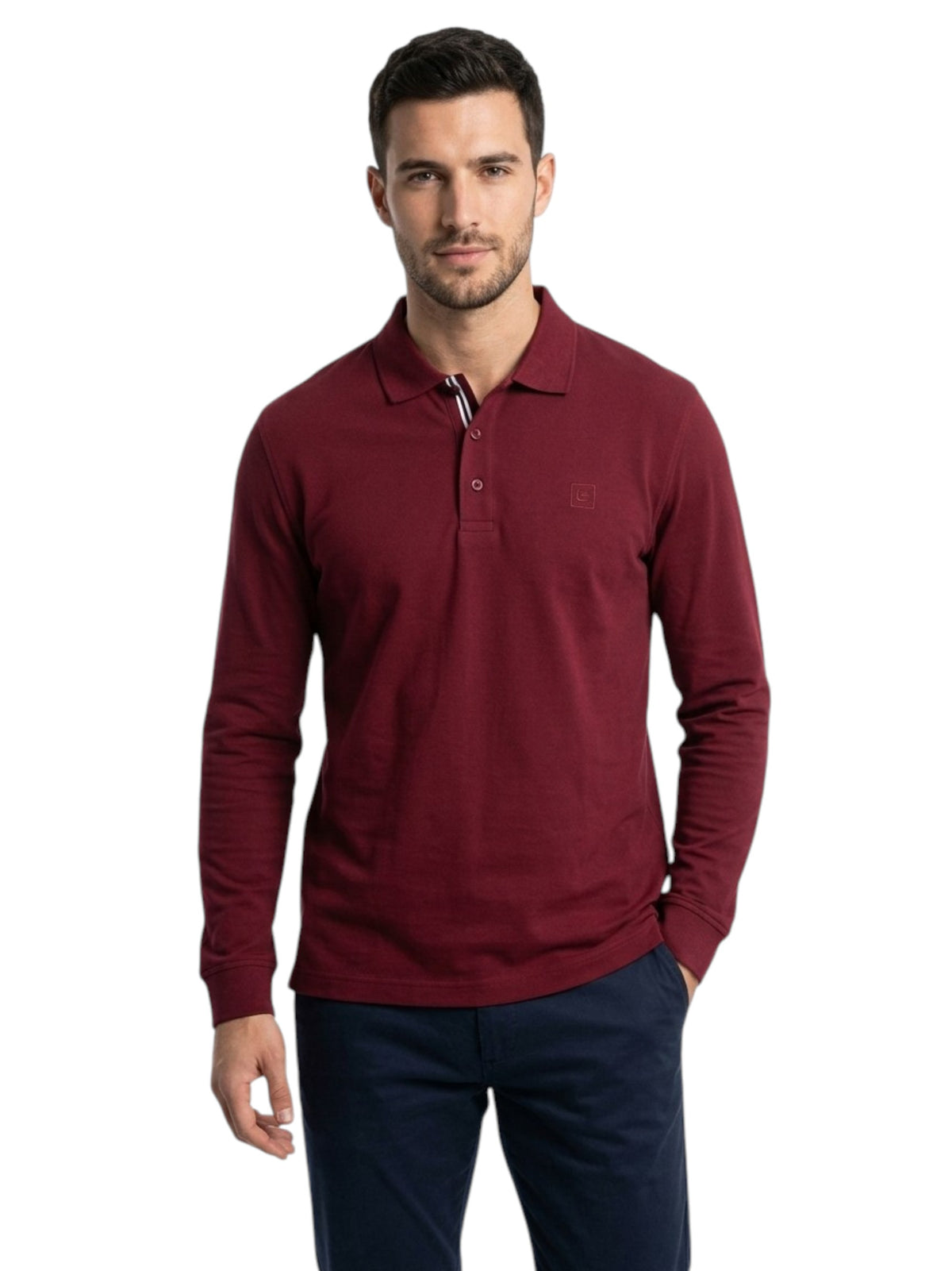 Image for Men's Plain Knit Polo Top,Burgundy