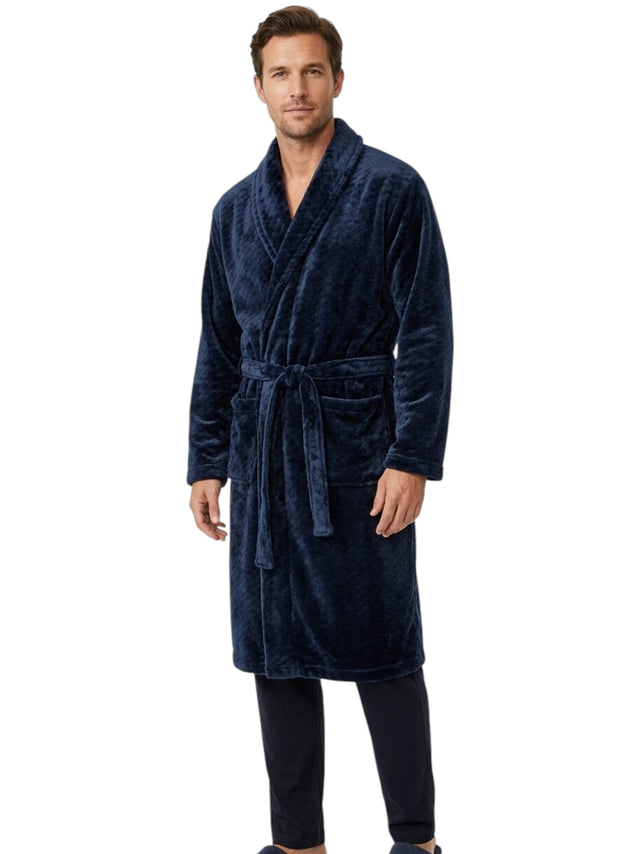 Image for Men's Textured SleepWear Robe,Navy Blue