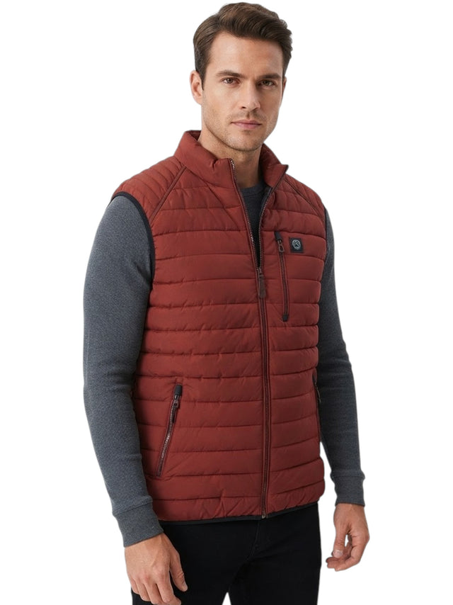 Image for Men's Textured Puffer Gilet,Burgundy