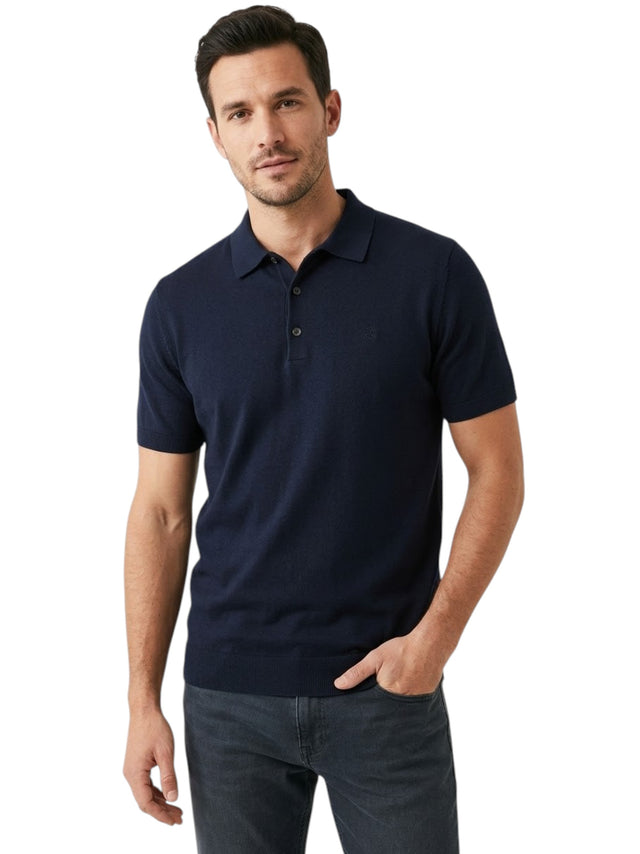 Image for Men's Plain Knit Polo Top,Navy Blue
