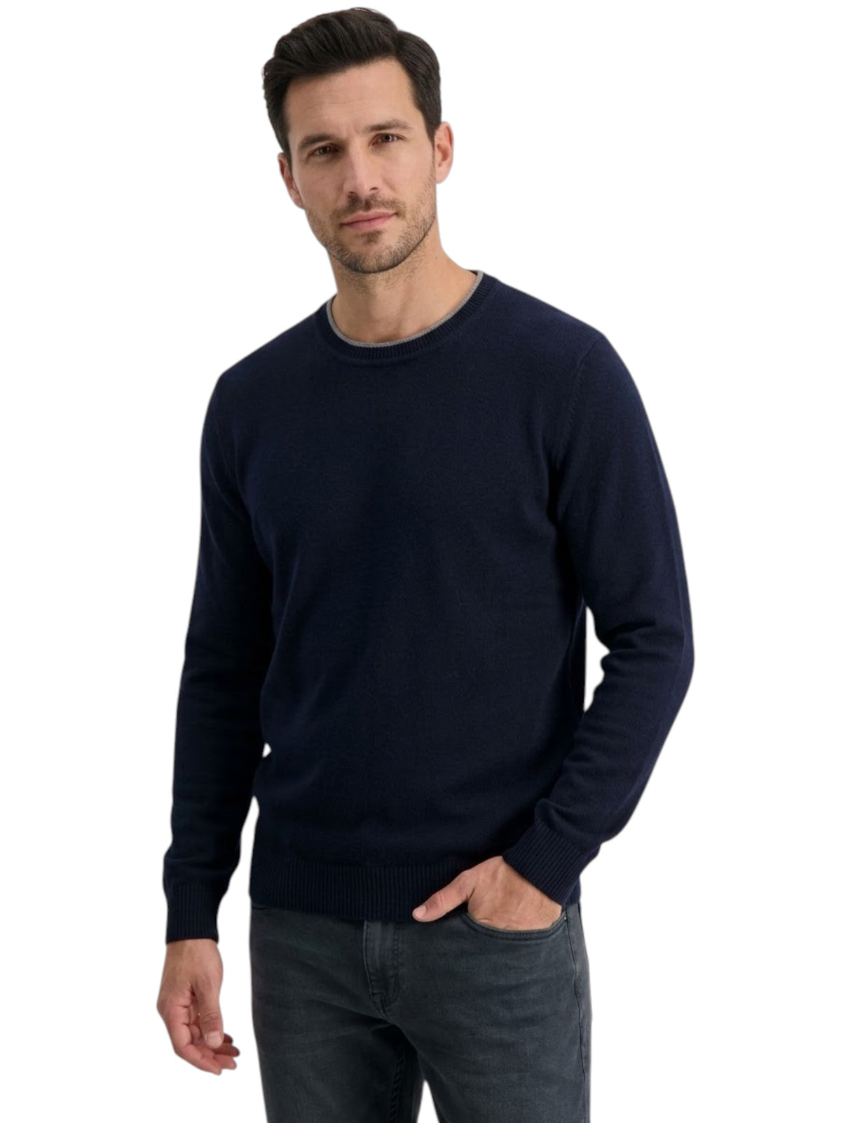 Image for Men's Plain Knit Top,Navy Blue