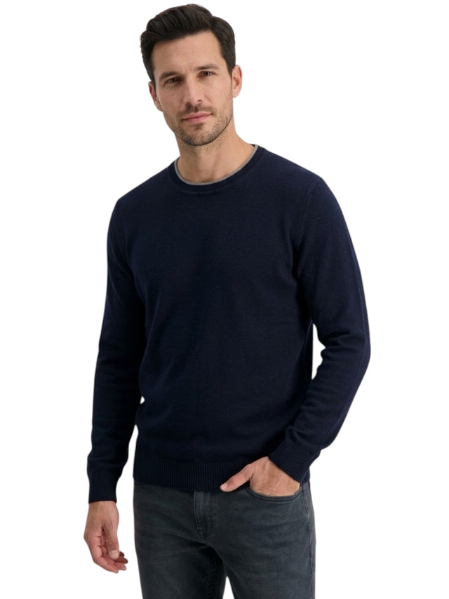 Image for Men's Plain Knit Top,Navy Blue