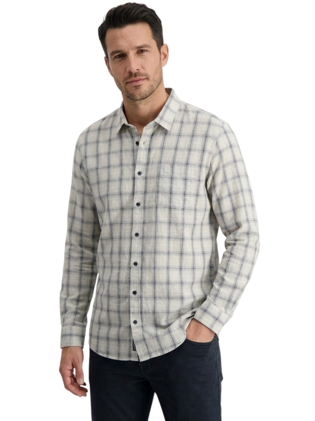 Image for Men's Plaid Dress Shirt,White/Blue