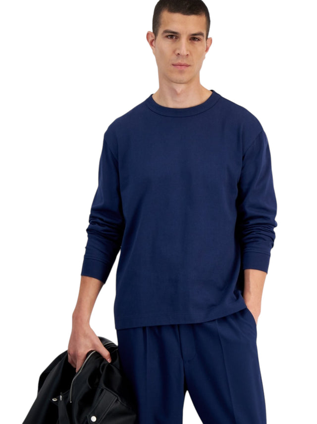 Image for Men's Plain Sweater,Navy Blue