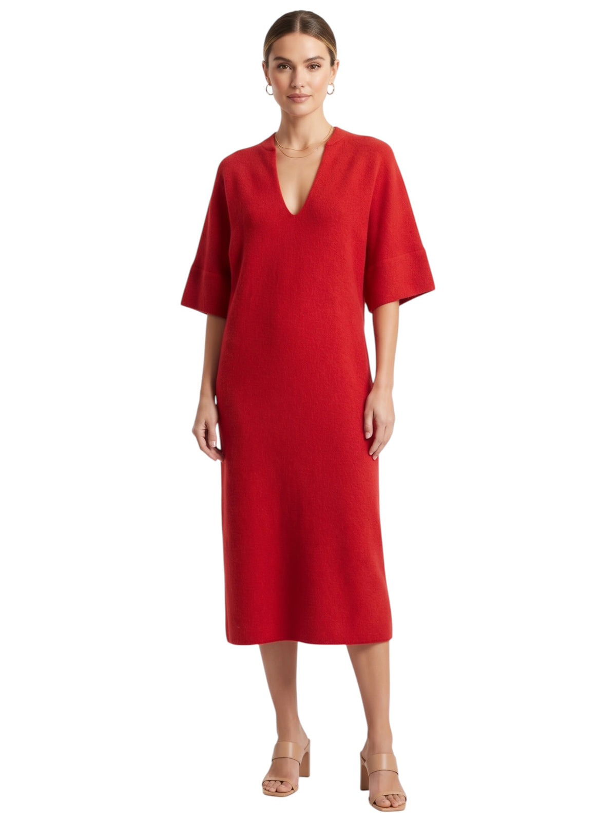 Image for Women's Plain Knitted Dress,Red