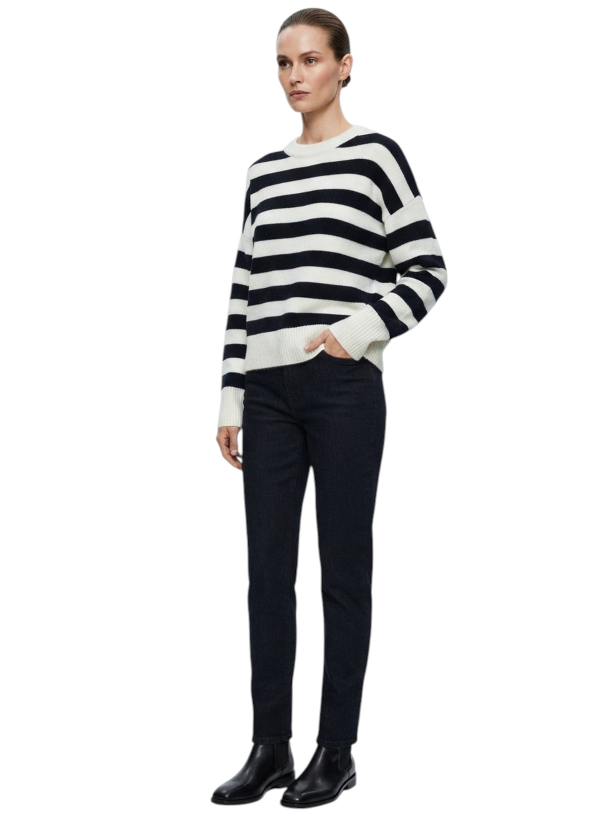 Image for Women's Striped Sweater,Navy/White