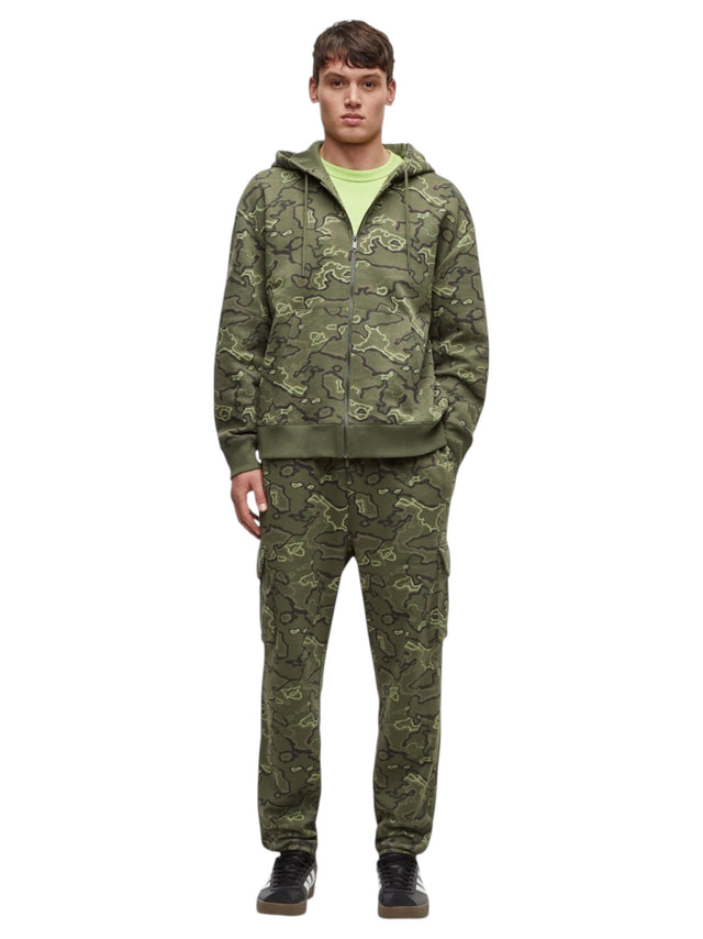Image for Men's Printed Jacket,Olive Green