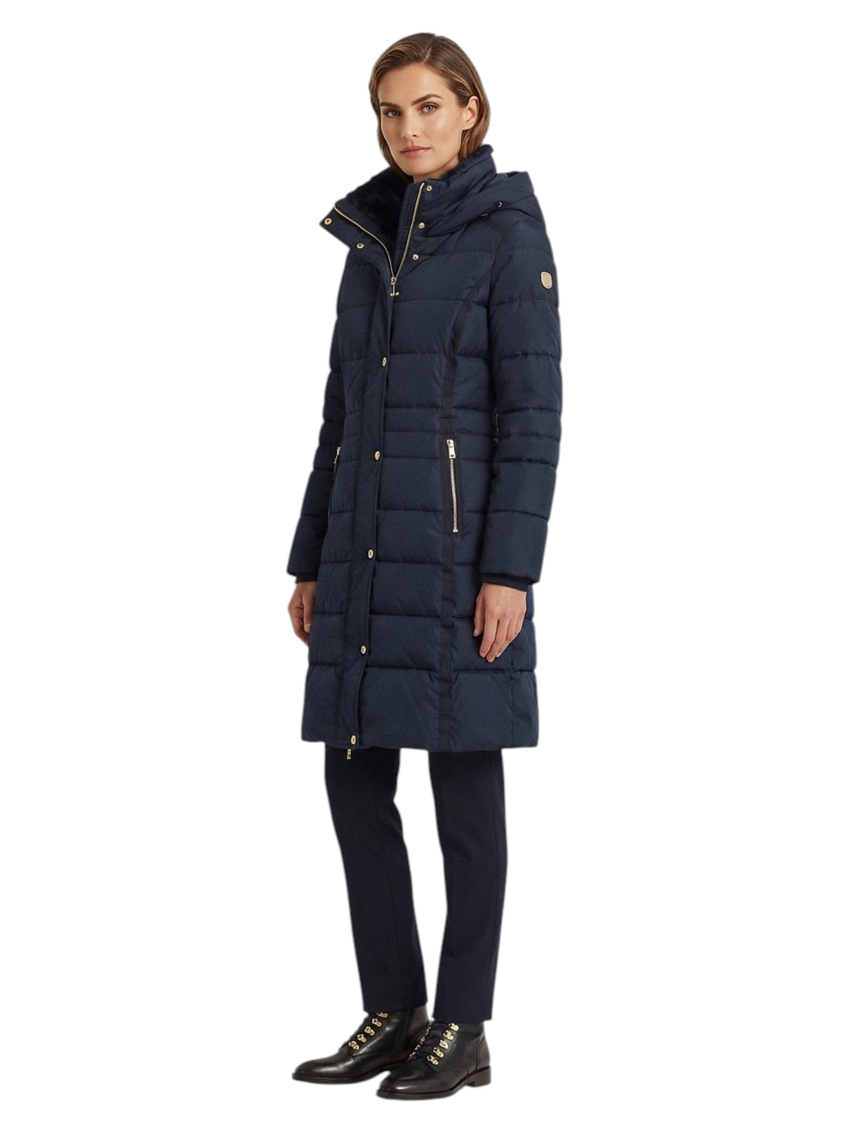 Image for Women's Textured Puffer Coat,Navy Blue